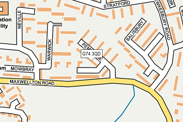 G74 3QD map - OS OpenMap – Local (Ordnance Survey)