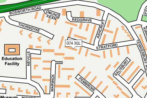 G74 3QL map - OS OpenMap – Local (Ordnance Survey)