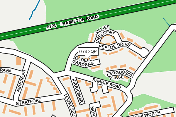 G74 3QP map - OS OpenMap – Local (Ordnance Survey)