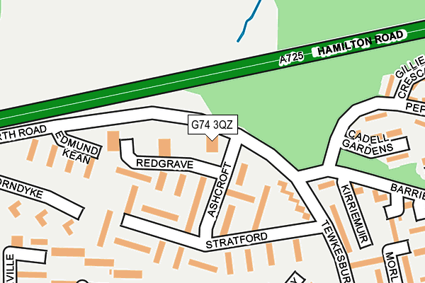 G74 3QZ map - OS OpenMap – Local (Ordnance Survey)