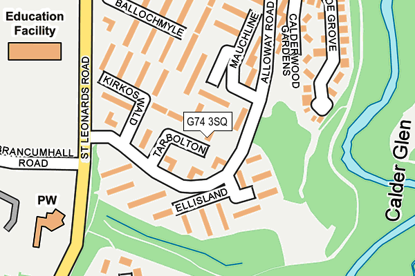 G74 3SQ map - OS OpenMap – Local (Ordnance Survey)