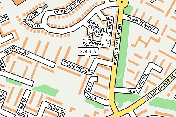 G74 3TA map - OS OpenMap – Local (Ordnance Survey)