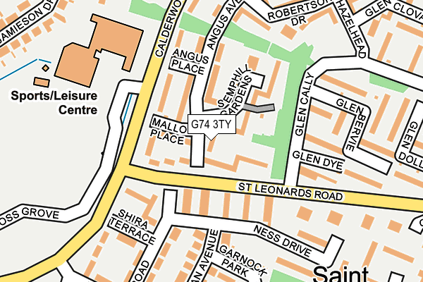 G74 3TY map - OS OpenMap – Local (Ordnance Survey)