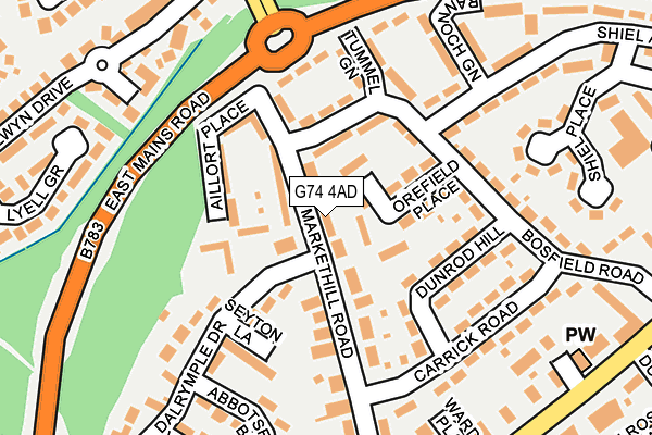 G74 4AD map - OS OpenMap – Local (Ordnance Survey)