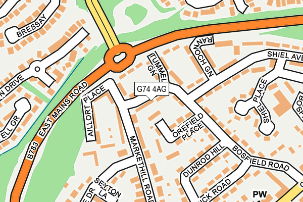 G74 4AG map - OS OpenMap – Local (Ordnance Survey)