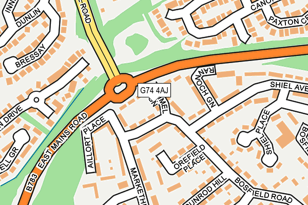 G74 4AJ map - OS OpenMap – Local (Ordnance Survey)