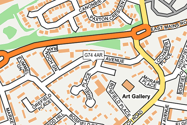 G74 4AR map - OS OpenMap – Local (Ordnance Survey)