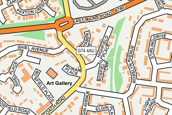 G74 4AU map - OS OpenMap – Local (Ordnance Survey)