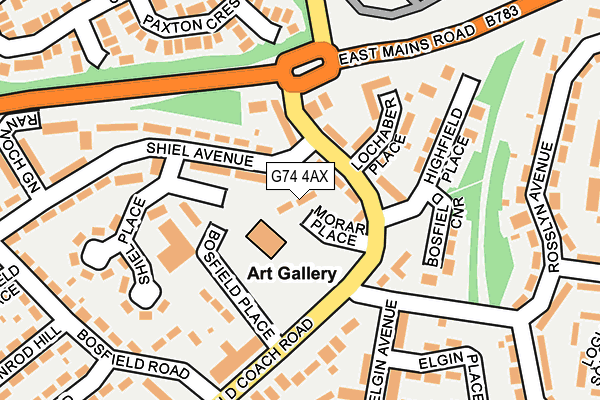 G74 4AX map - OS OpenMap – Local (Ordnance Survey)