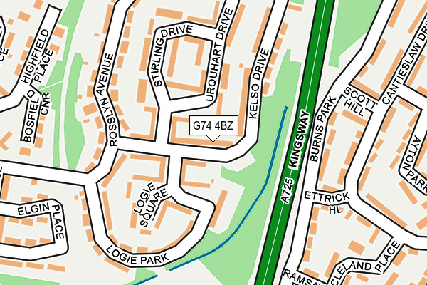 G74 4BZ map - OS OpenMap – Local (Ordnance Survey)
