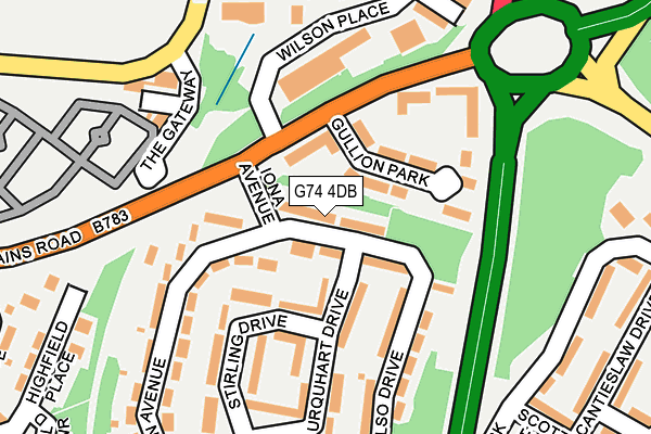 G74 4DB map - OS OpenMap – Local (Ordnance Survey)