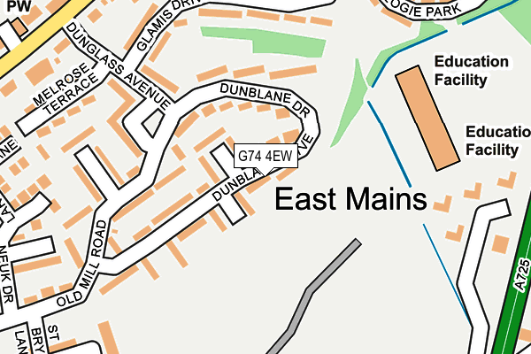 G74 4EW map - OS OpenMap – Local (Ordnance Survey)