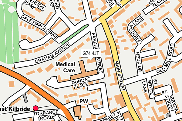 G74 4JT map - OS OpenMap – Local (Ordnance Survey)