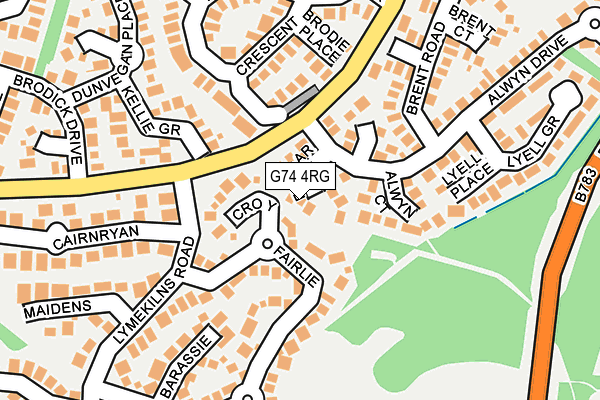 G74 4RG map - OS OpenMap – Local (Ordnance Survey)