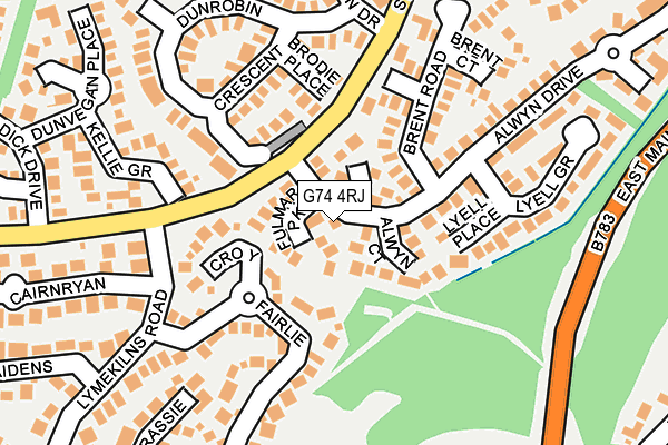 G74 4RJ map - OS OpenMap – Local (Ordnance Survey)
