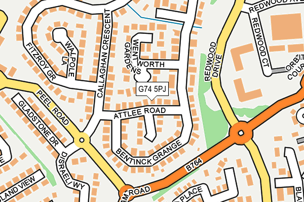 G74 5PJ map - OS OpenMap – Local (Ordnance Survey)