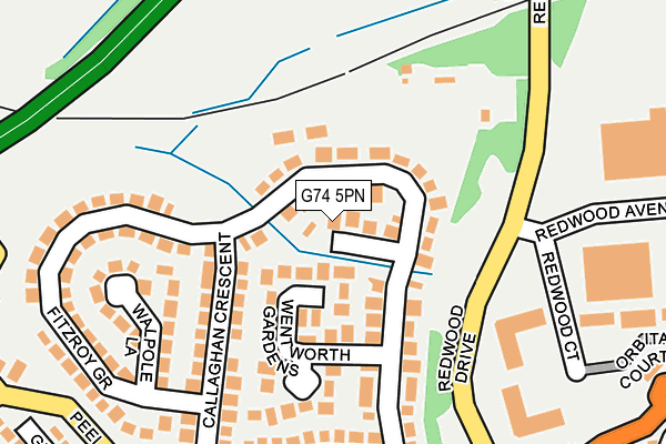 G74 5PN map - OS OpenMap – Local (Ordnance Survey)