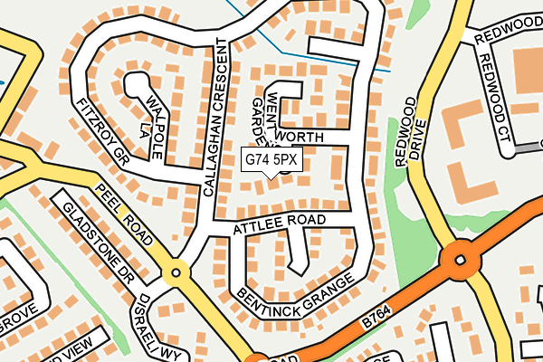 G74 5PX map - OS OpenMap – Local (Ordnance Survey)