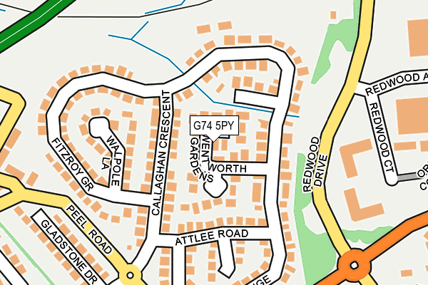 G74 5PY map - OS OpenMap – Local (Ordnance Survey)