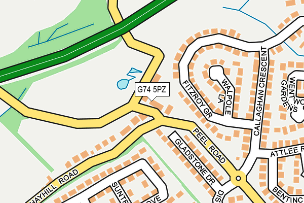G74 5PZ map - OS OpenMap – Local (Ordnance Survey)
