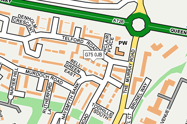 G75 0JB map - OS OpenMap – Local (Ordnance Survey)