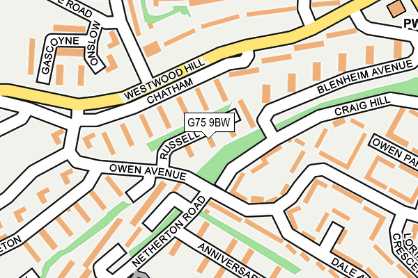 G75 9BW map - OS OpenMap – Local (Ordnance Survey)