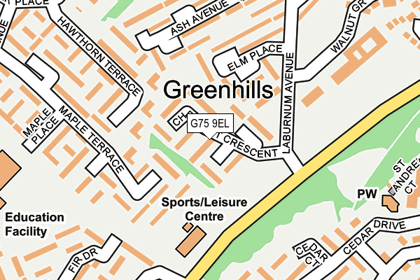 G75 9EL map - OS OpenMap – Local (Ordnance Survey)