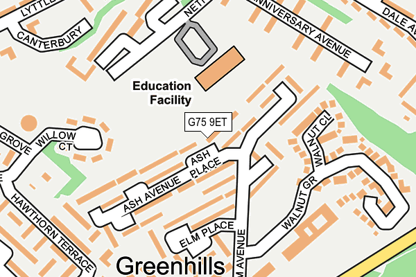 G75 9ET map - OS OpenMap – Local (Ordnance Survey)