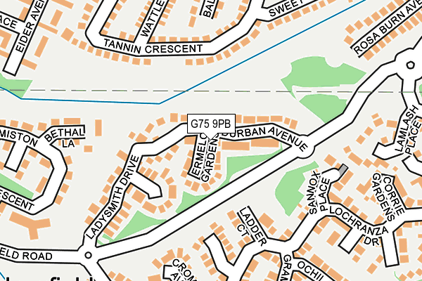 G75 9PB map - OS OpenMap – Local (Ordnance Survey)