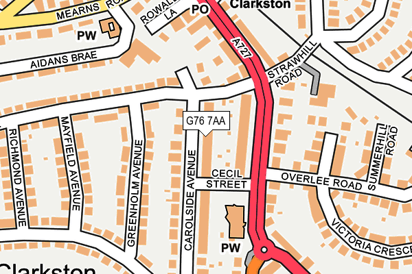 G76 7AA map - OS OpenMap – Local (Ordnance Survey)