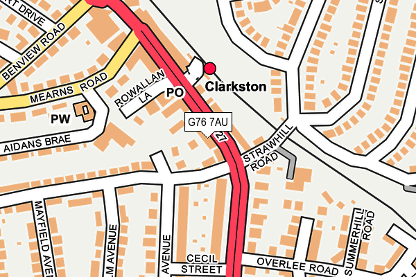 G76 7AU map - OS OpenMap – Local (Ordnance Survey)