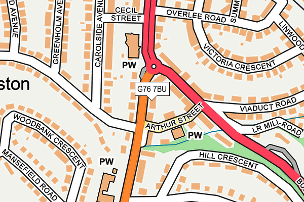 G76 7BU map - OS OpenMap – Local (Ordnance Survey)