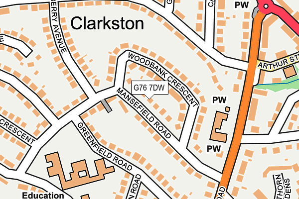 G76 7DW map - OS OpenMap – Local (Ordnance Survey)