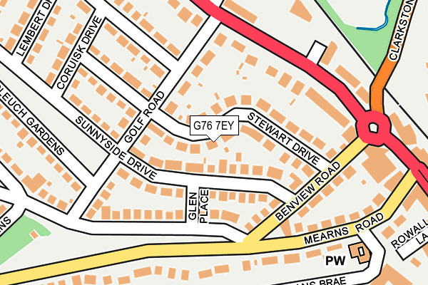 G76 7EY map - OS OpenMap – Local (Ordnance Survey)