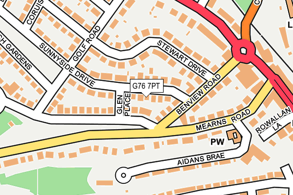 G76 7PT map - OS OpenMap – Local (Ordnance Survey)