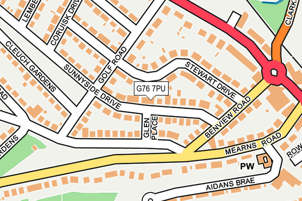 G76 7PU map - OS OpenMap – Local (Ordnance Survey)