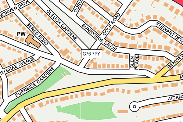 G76 7PY map - OS OpenMap – Local (Ordnance Survey)