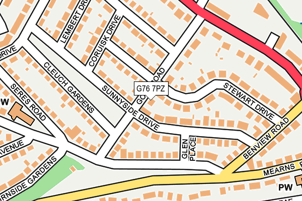 G76 7PZ map - OS OpenMap – Local (Ordnance Survey)