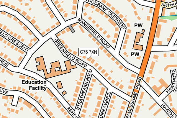 G76 7XN map - OS OpenMap – Local (Ordnance Survey)