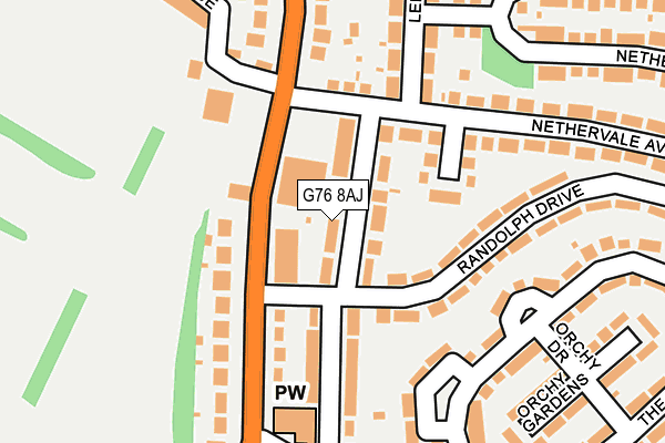 G76 8AJ map - OS OpenMap – Local (Ordnance Survey)