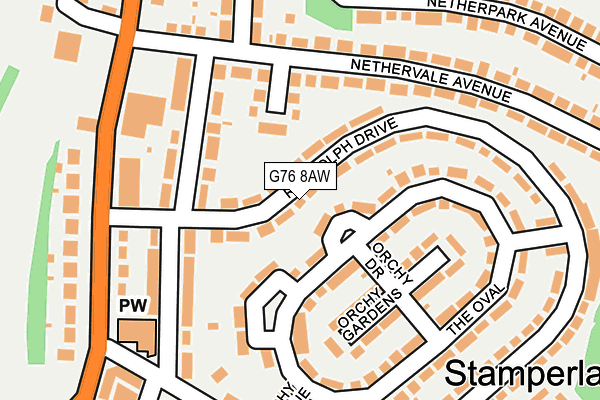 G76 8AW map - OS OpenMap – Local (Ordnance Survey)