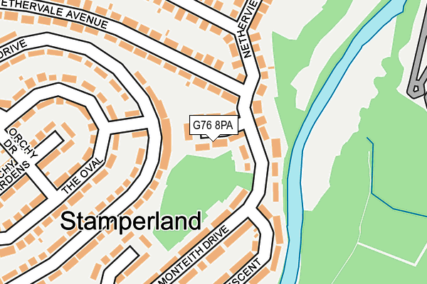 G76 8PA map - OS OpenMap – Local (Ordnance Survey)