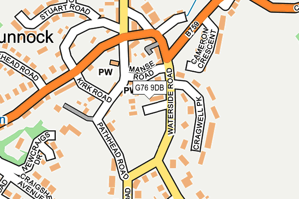 G76 9DB map - OS OpenMap – Local (Ordnance Survey)