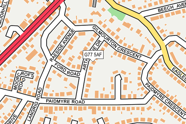 G77 5AF map - OS OpenMap – Local (Ordnance Survey)