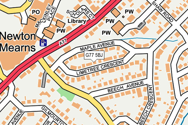 G77 5BJ map - OS OpenMap – Local (Ordnance Survey)