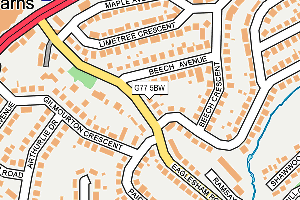 G77 5BW map - OS OpenMap – Local (Ordnance Survey)