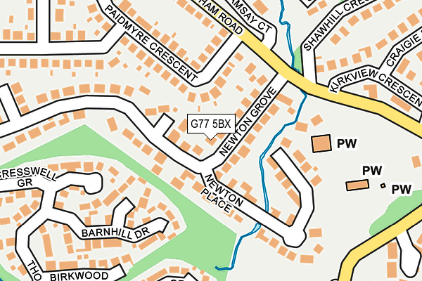 G77 5BX map - OS OpenMap – Local (Ordnance Survey)