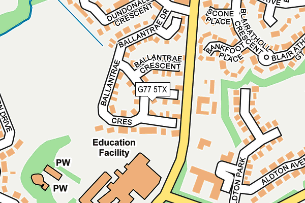 G77 5TX map - OS OpenMap – Local (Ordnance Survey)