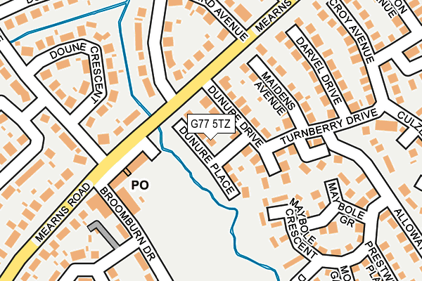 G77 5TZ map - OS OpenMap – Local (Ordnance Survey)