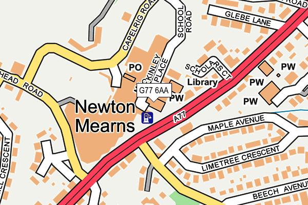 G77 6AA map - OS OpenMap – Local (Ordnance Survey)